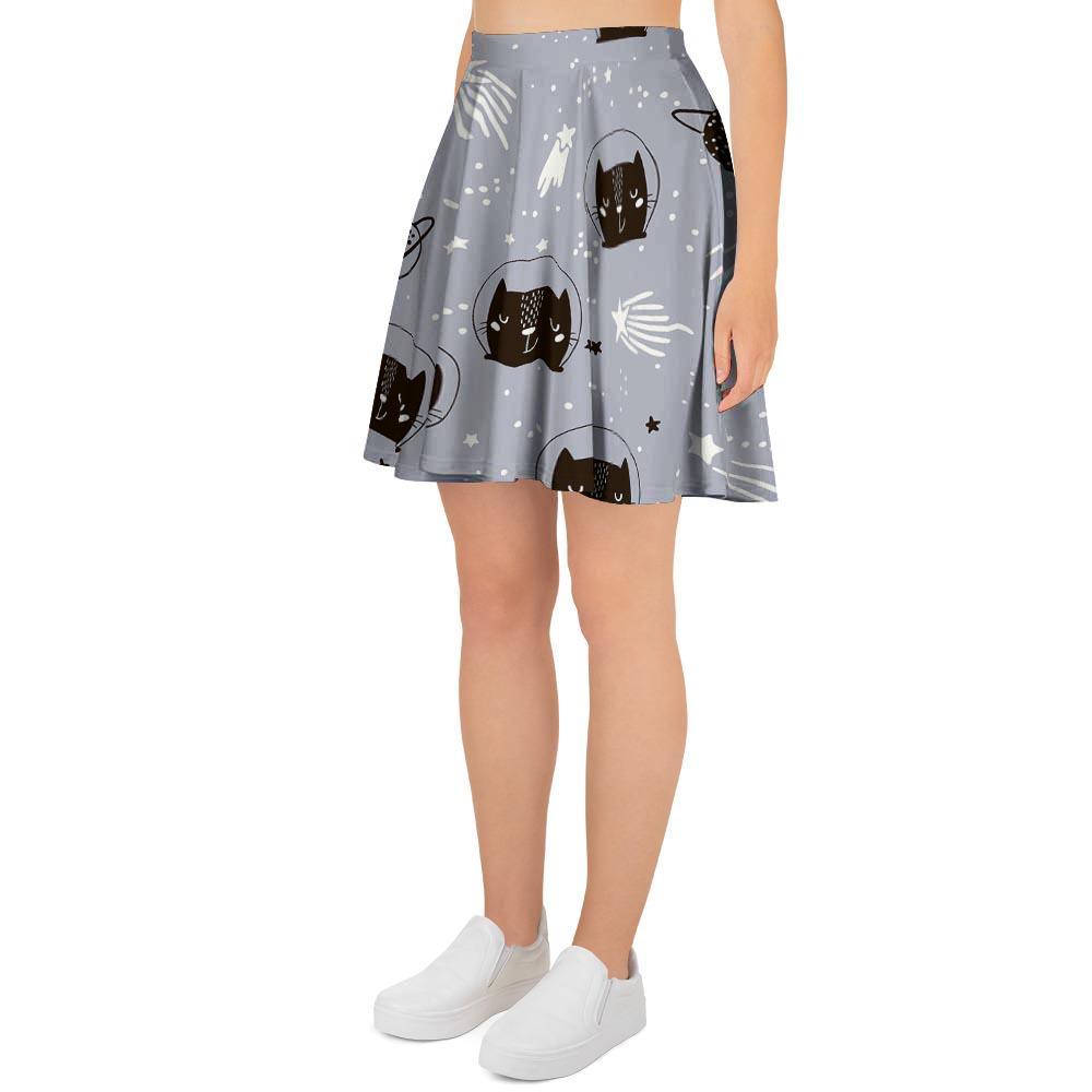 Cute Astronaut Cat Print Women's Skirt-grizzshop