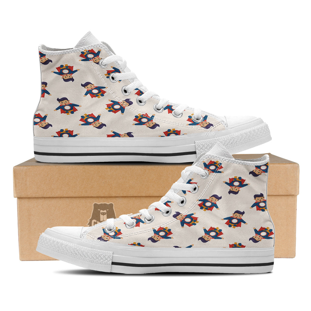 Cute Baby Hero Print Pattern White High Top Shoes-grizzshop
