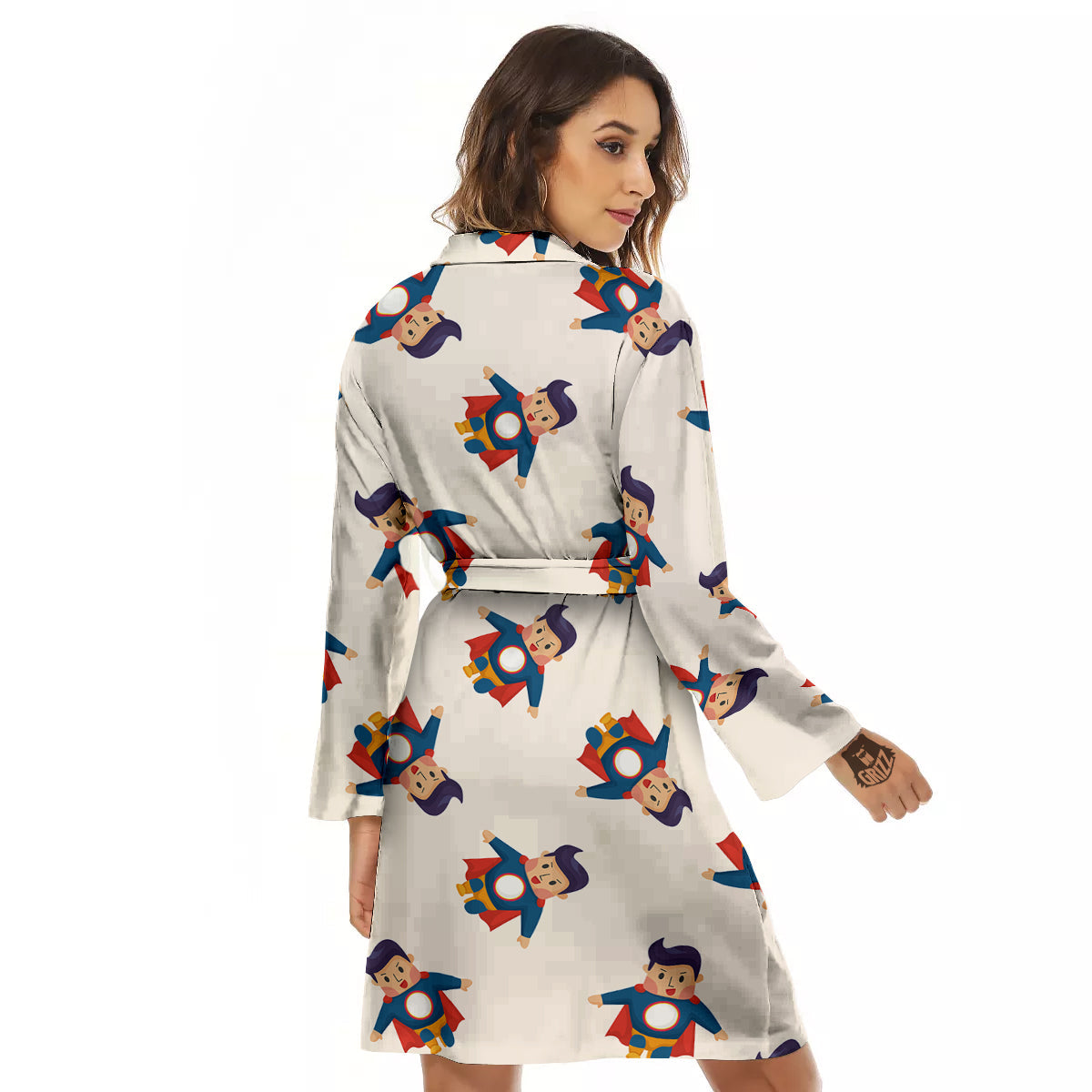 Cute Baby Hero Print Pattern Women's Robe-grizzshop