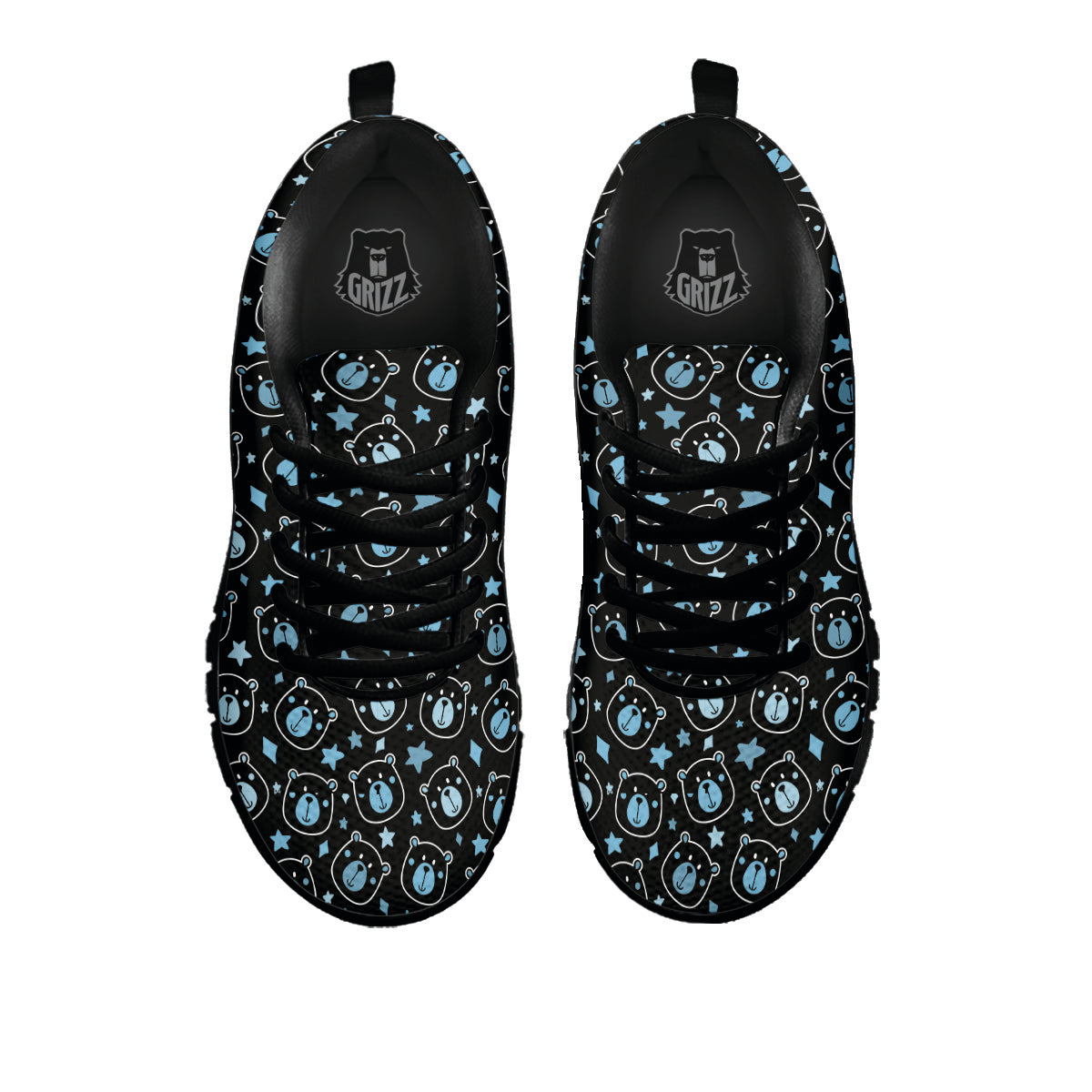 Cute Bear Black Print Pattern Black Sneaker-grizzshop