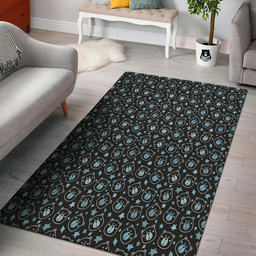 Cute Bear Black Print Pattern Floor Mat-grizzshop