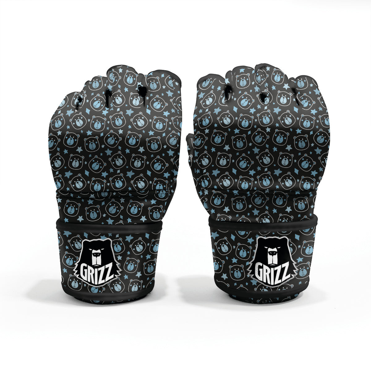 Cute Bear Black Print Pattern MMA Gloves-grizzshop