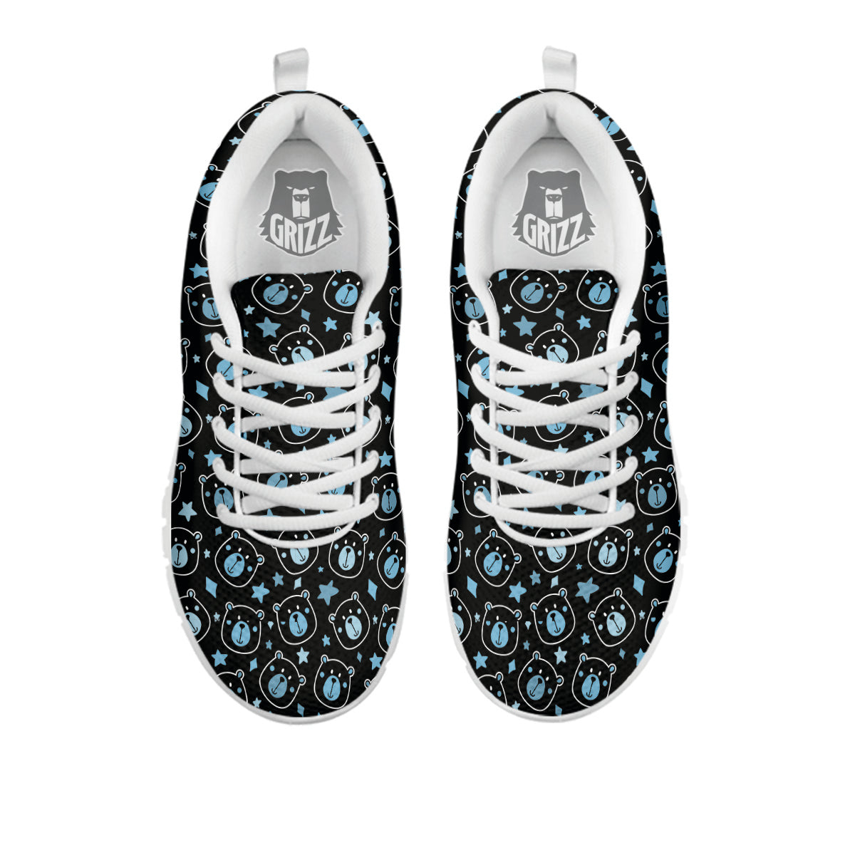 Cute Bear Black Print Pattern White Sneaker-grizzshop