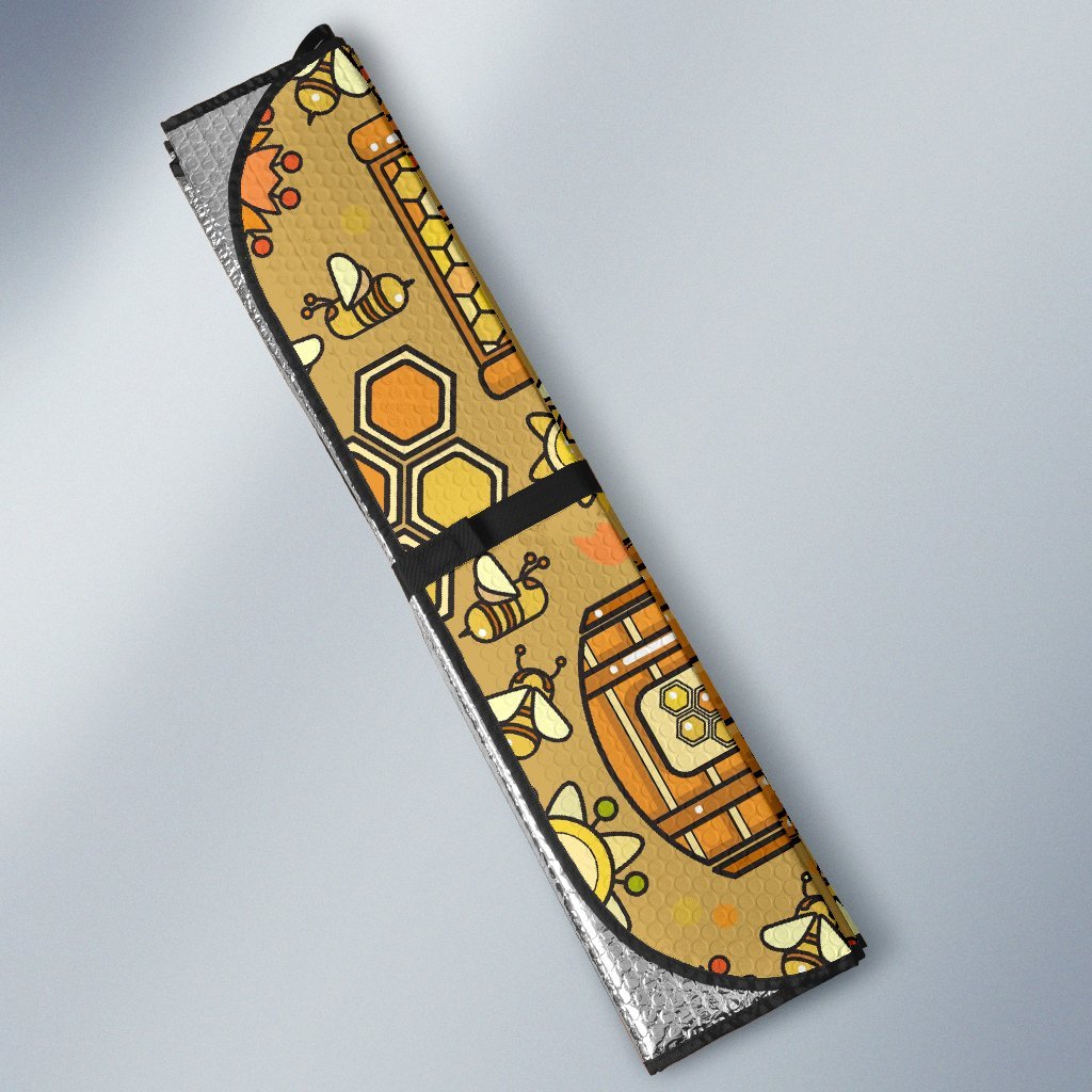 Cute Bee Honey Gifts Pattern Print Car Sun Shade-grizzshop