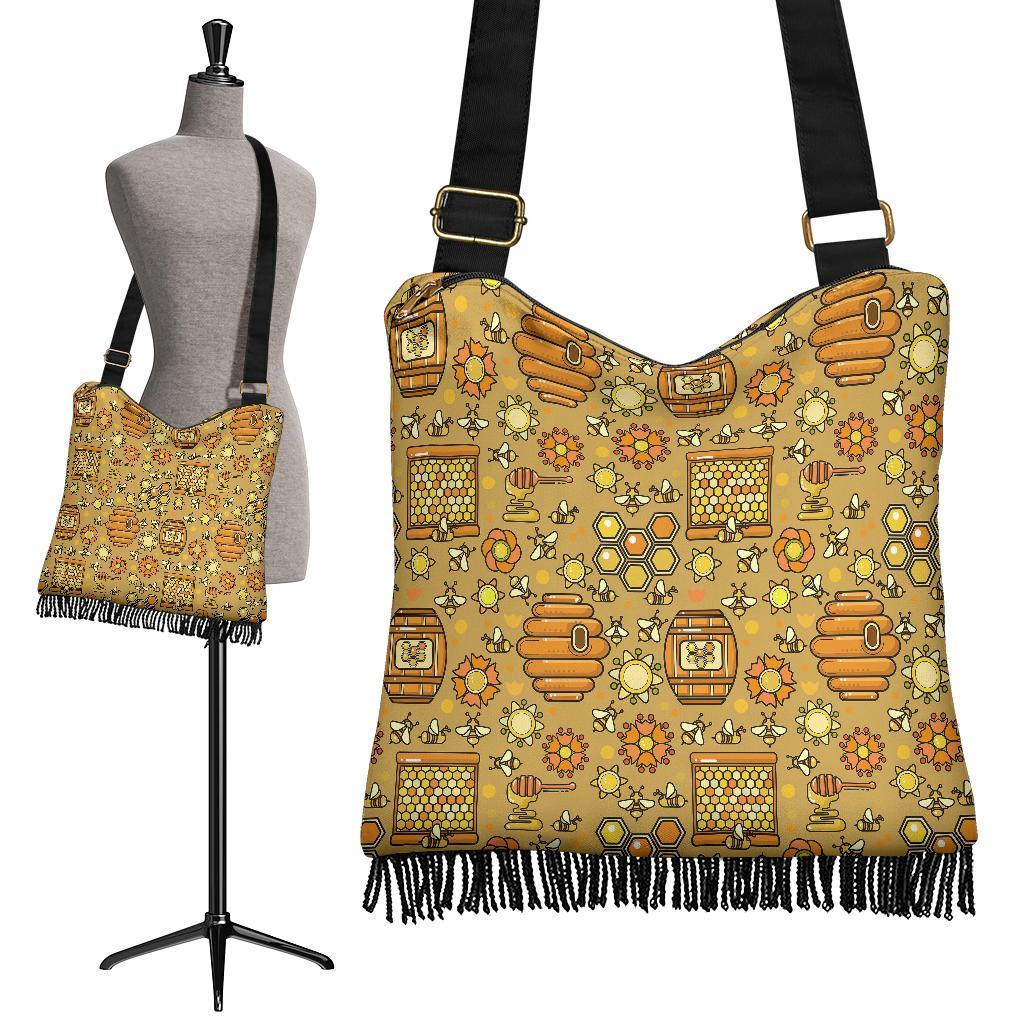 Cute Bee Honey Gifts Pattern Print Crossbody Bags-grizzshop