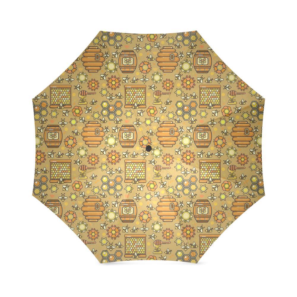 Cute Bee Honey Gifts Pattern Print Foldable Umbrella-grizzshop