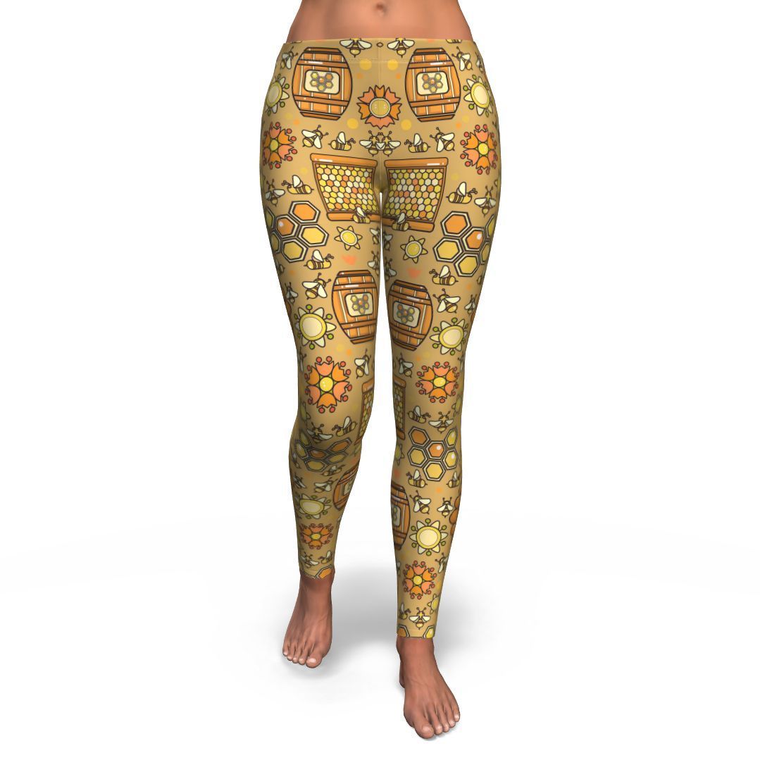 Cute Bee Honey Gifts Pattern Print Pattern Women Leggings-grizzshop