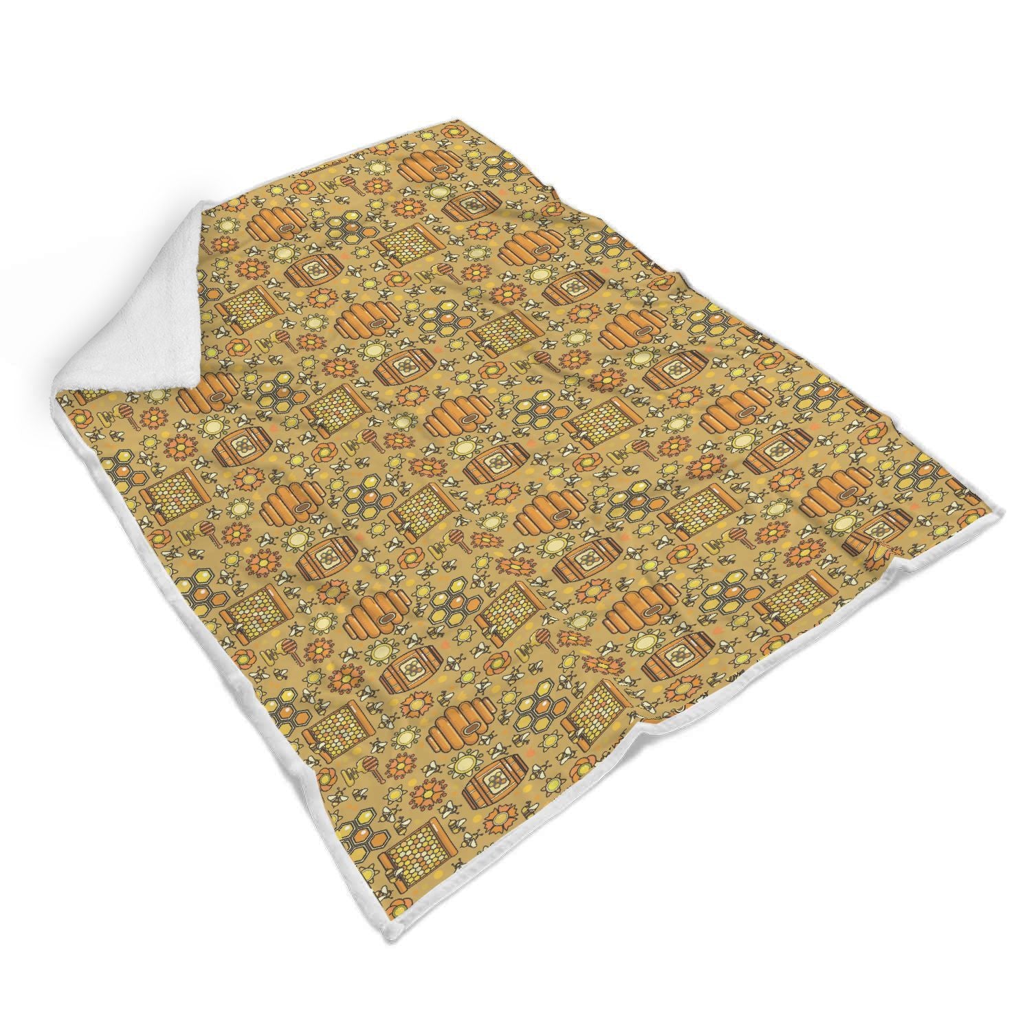 Cute Bee Honey Gifts Pattern Print Throw Blanket-grizzshop