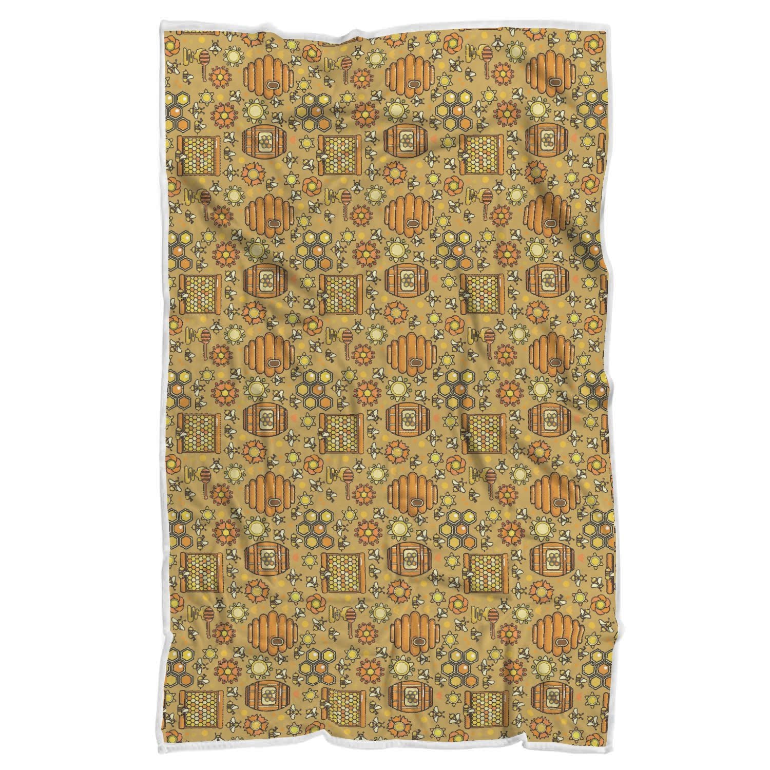 Cute Bee Honey Gifts Pattern Print Throw Blanket-grizzshop