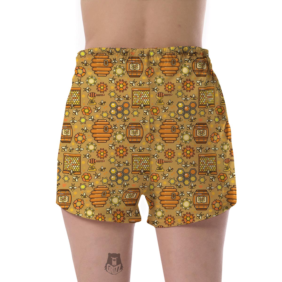 Cute Bee Honey Gifts Pattern Print Women's Shorts-grizzshop