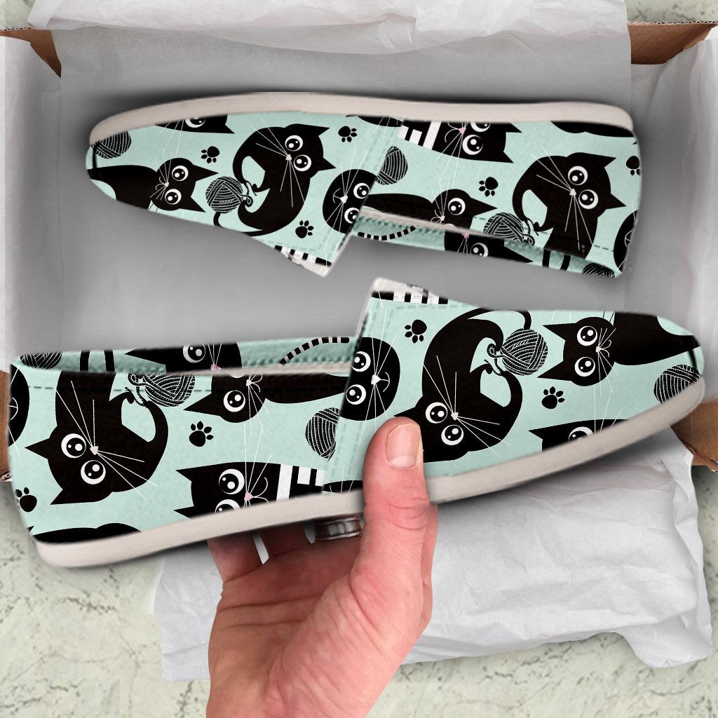 Cute Black Cat Print Canvas Shoes-grizzshop