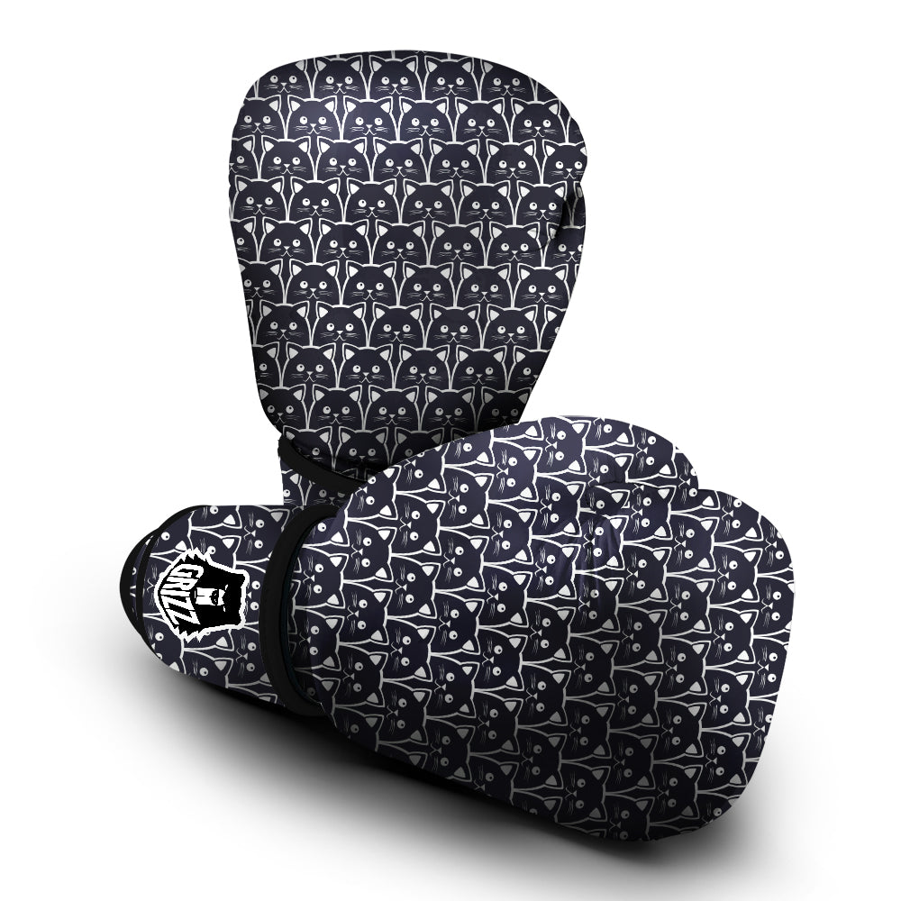 Cute Black Cat Print Pattern Boxing Gloves-grizzshop