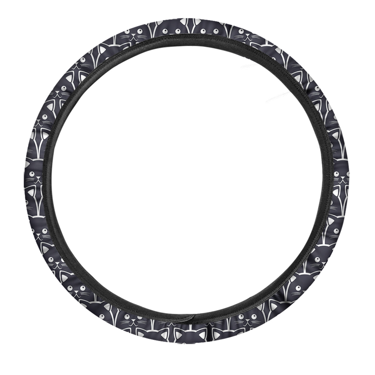 Cute Black Cat Print Pattern Car Steering Wheel Cover-grizzshop