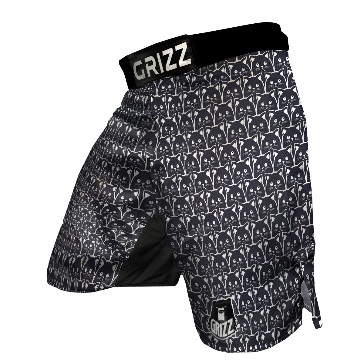 Cute Black Cat Print Pattern MMA Shorts-grizzshop