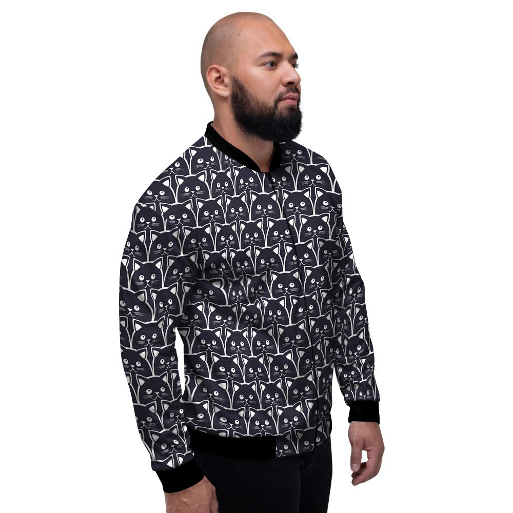 Cute Black Cat Print Pattern Men's Bomber Jacket-grizzshop