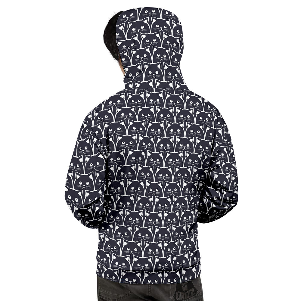 Cute Black Cat Print Pattern Men's Hoodie-grizzshop