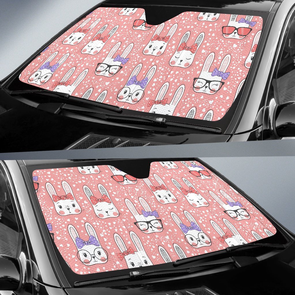 Cute Bunny Rabbit Pattern Print Car Sun Shade-grizzshop