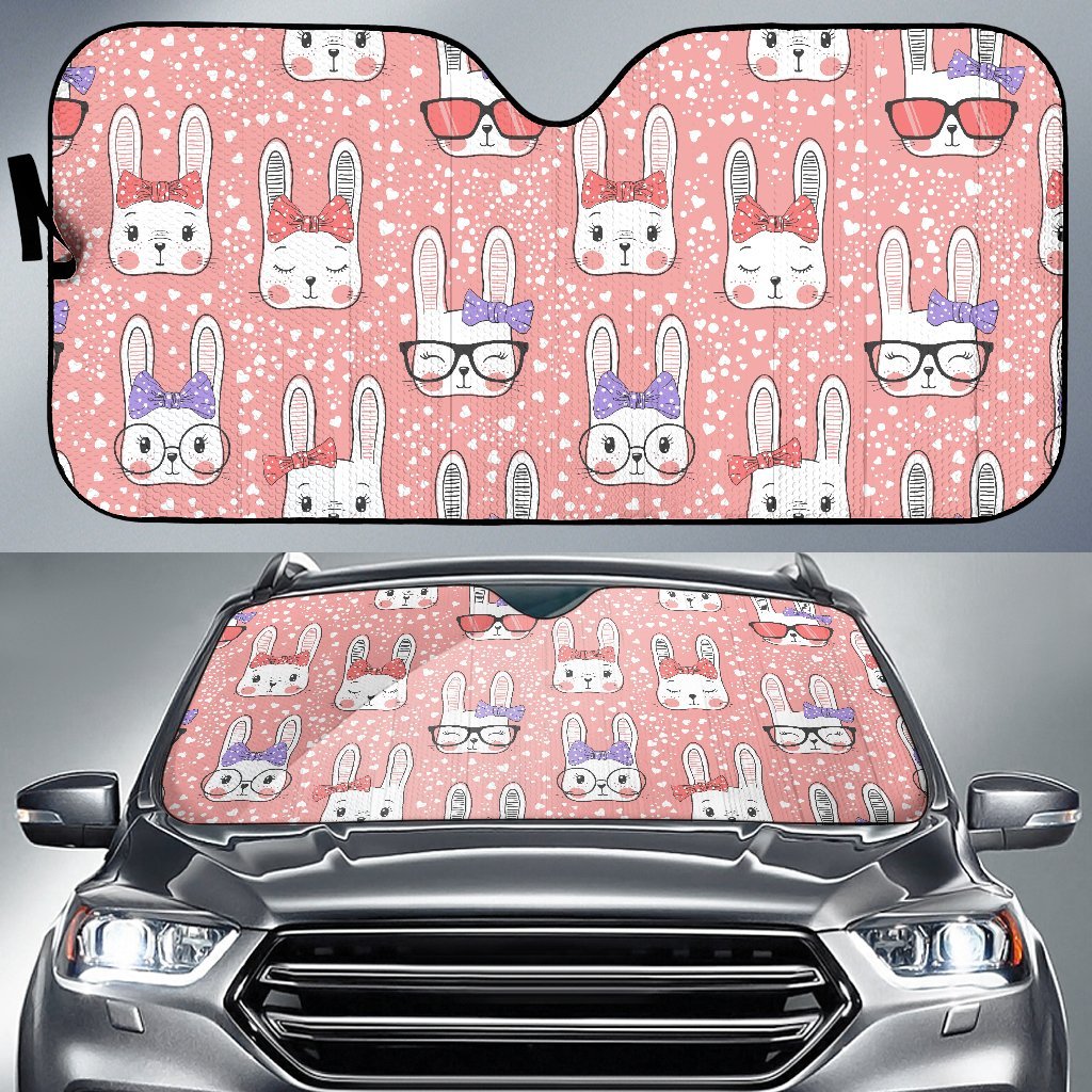 Cute Bunny Rabbit Pattern Print Car Sun Shade-grizzshop