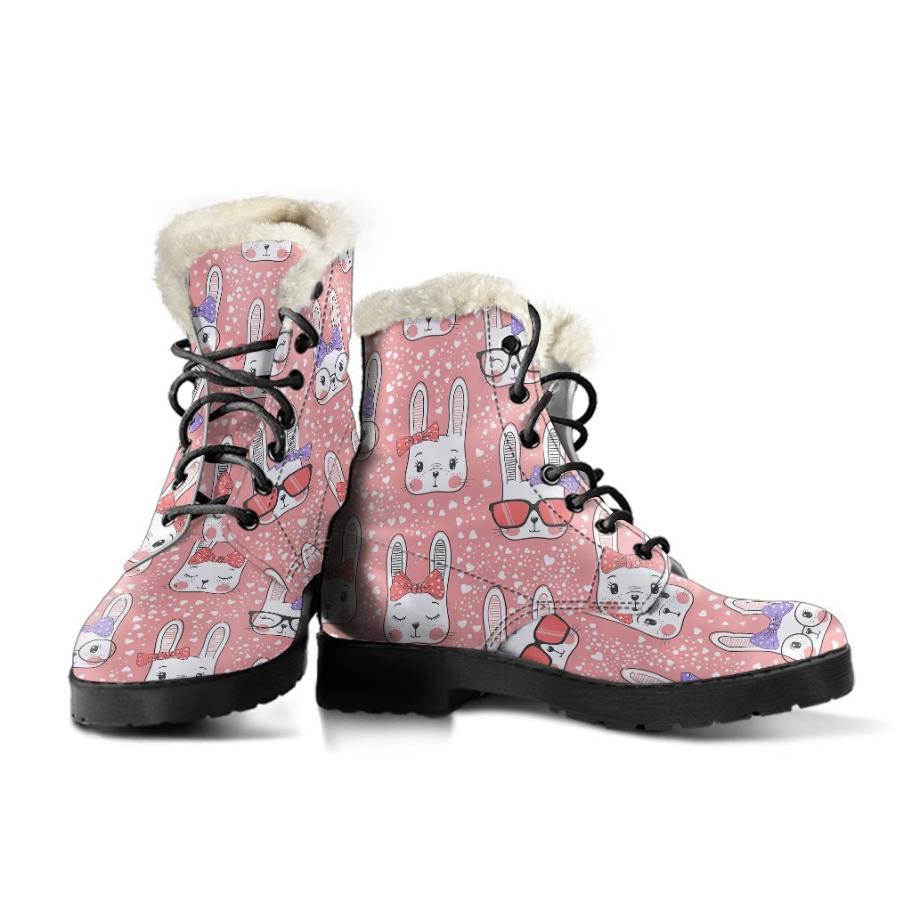 Cute Bunny Rabbit Pattern Print Comfy Winter Boots-grizzshop