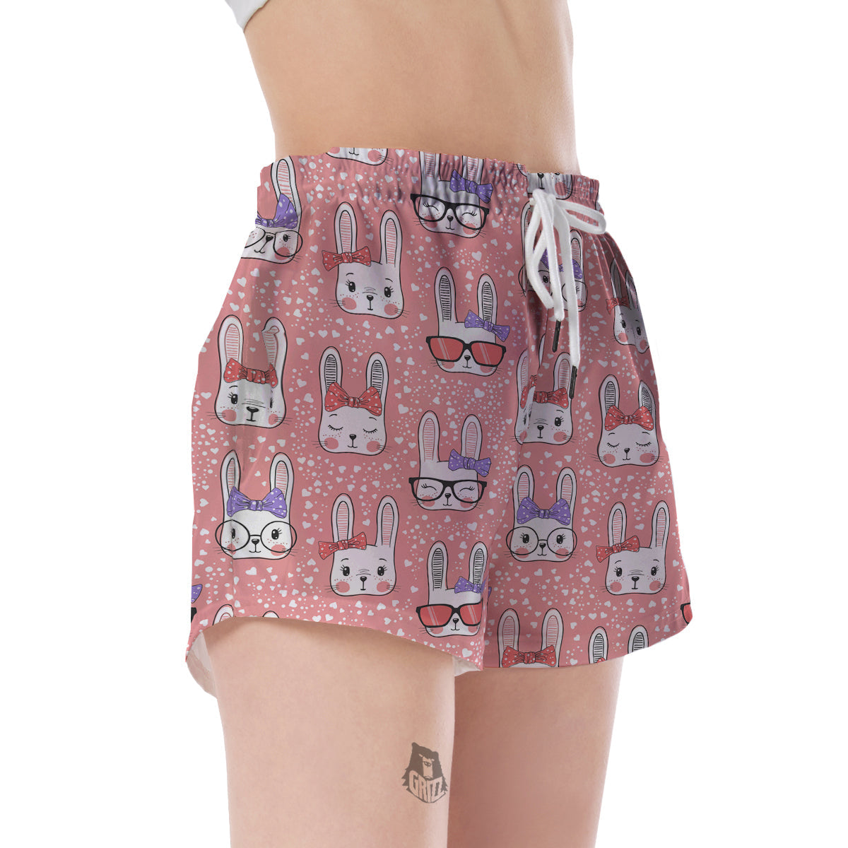 Cute Bunny Rabbit Pattern Print Women's Shorts-grizzshop