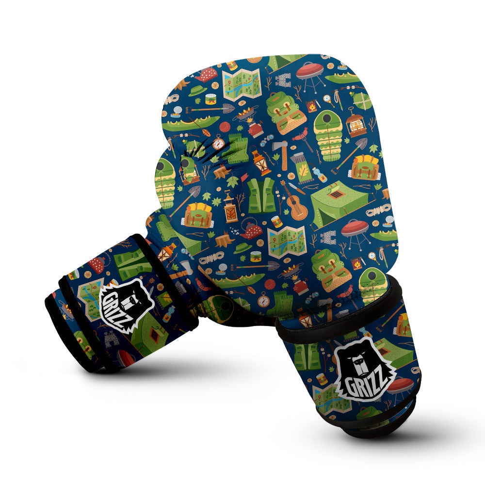 Cute Camping Equipment Print Pattern Boxing Gloves-grizzshop