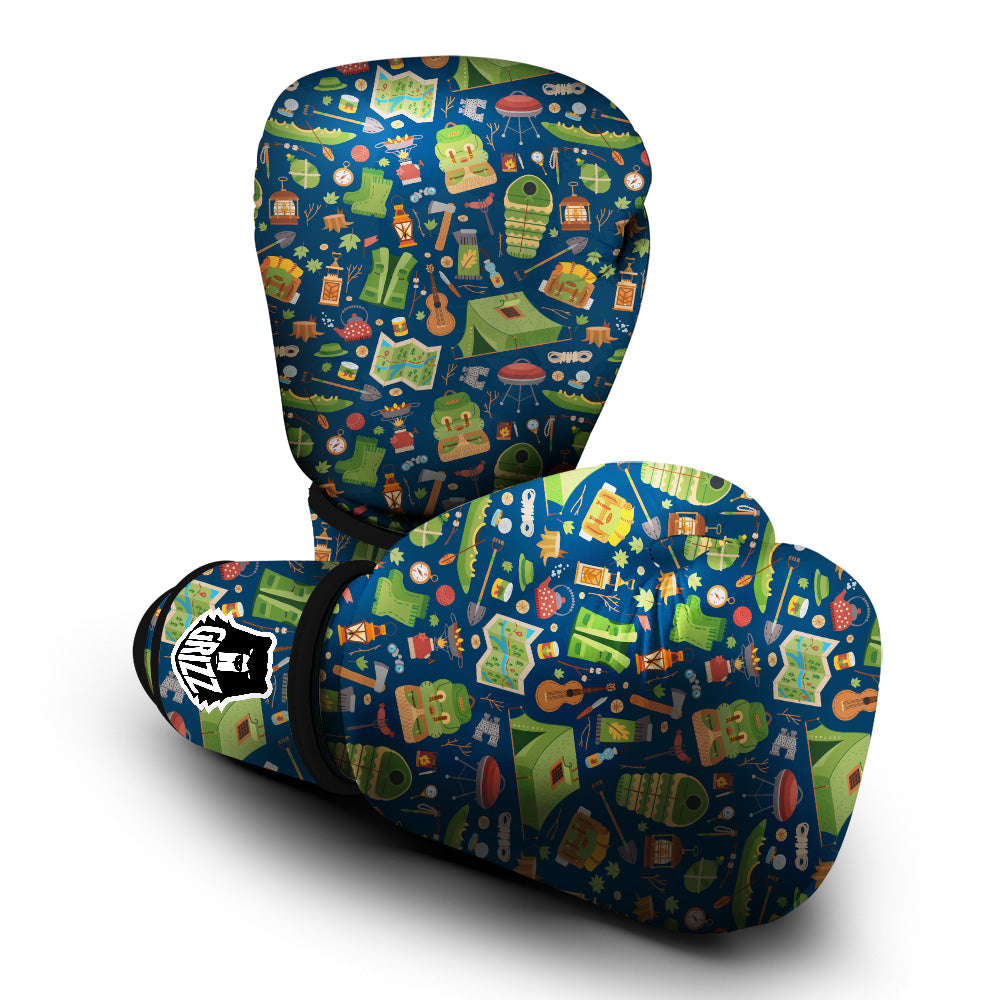 Cute Camping Equipment Print Pattern Boxing Gloves-grizzshop