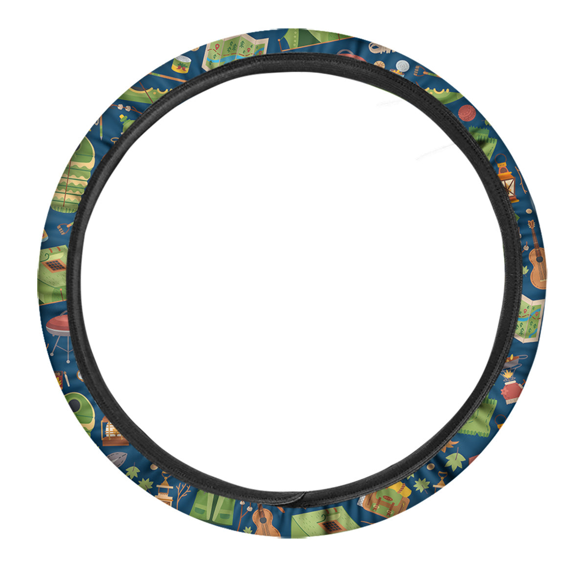 Cute Camping Equipment Print Pattern Car Steering Wheel Cover-grizzshop