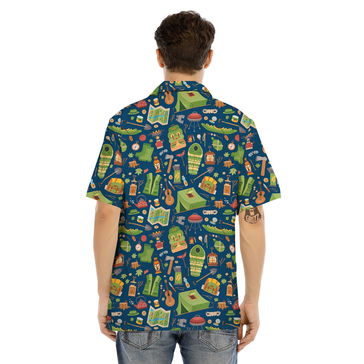 Cute Camping Equipment Print Pattern Men's Hawaiian Shirt-grizzshop