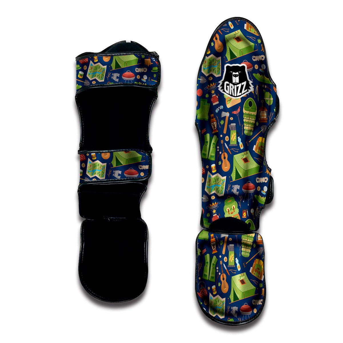 Cute Camping Equipment Print Pattern Muay Thai Shin Guards-grizzshop