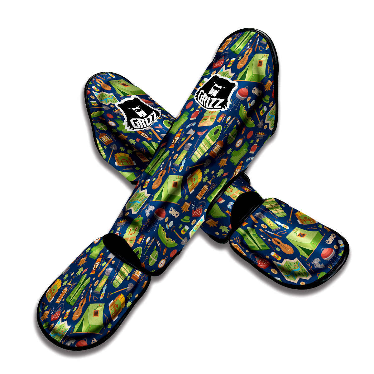 Cute Camping Equipment Print Pattern Muay Thai Shin Guards-grizzshop