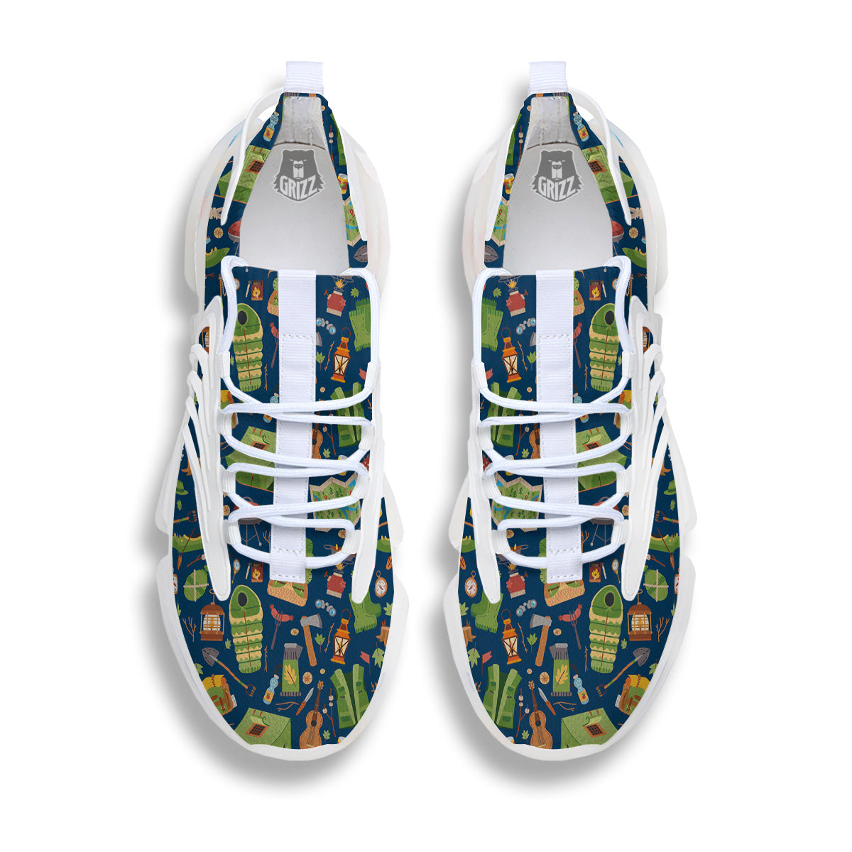 Cute Camping Equipment Print Pattern White Gym Shoes-grizzshop
