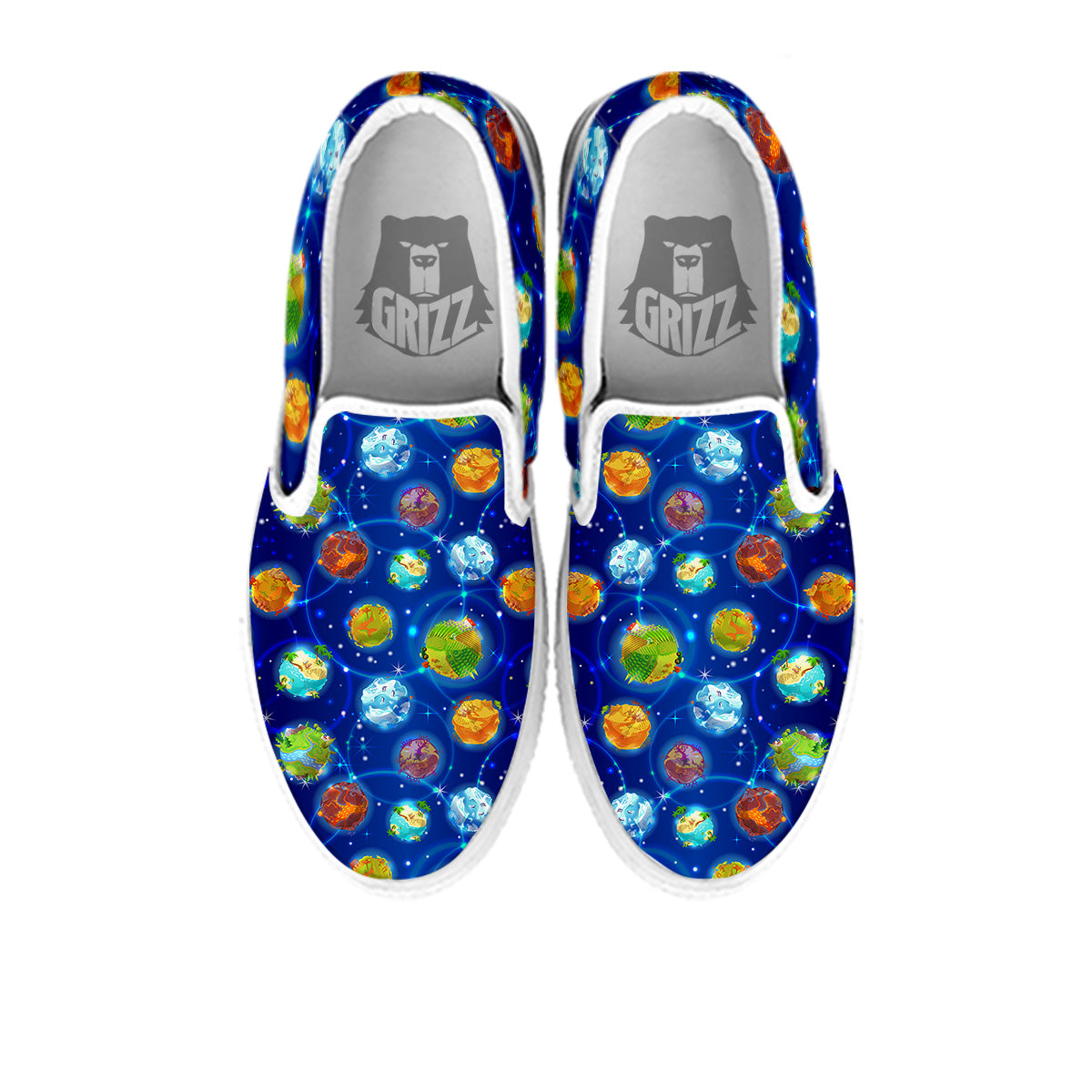 Cute Cartoon Planets Print Pattern White Slip On Shoes-grizzshop