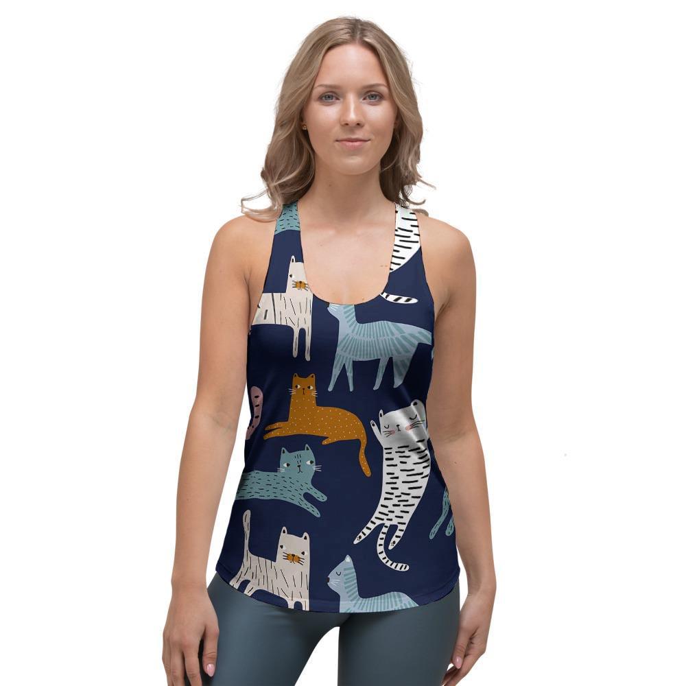 Cute Cat Style Print Women's Racerback Tank Top-grizzshop