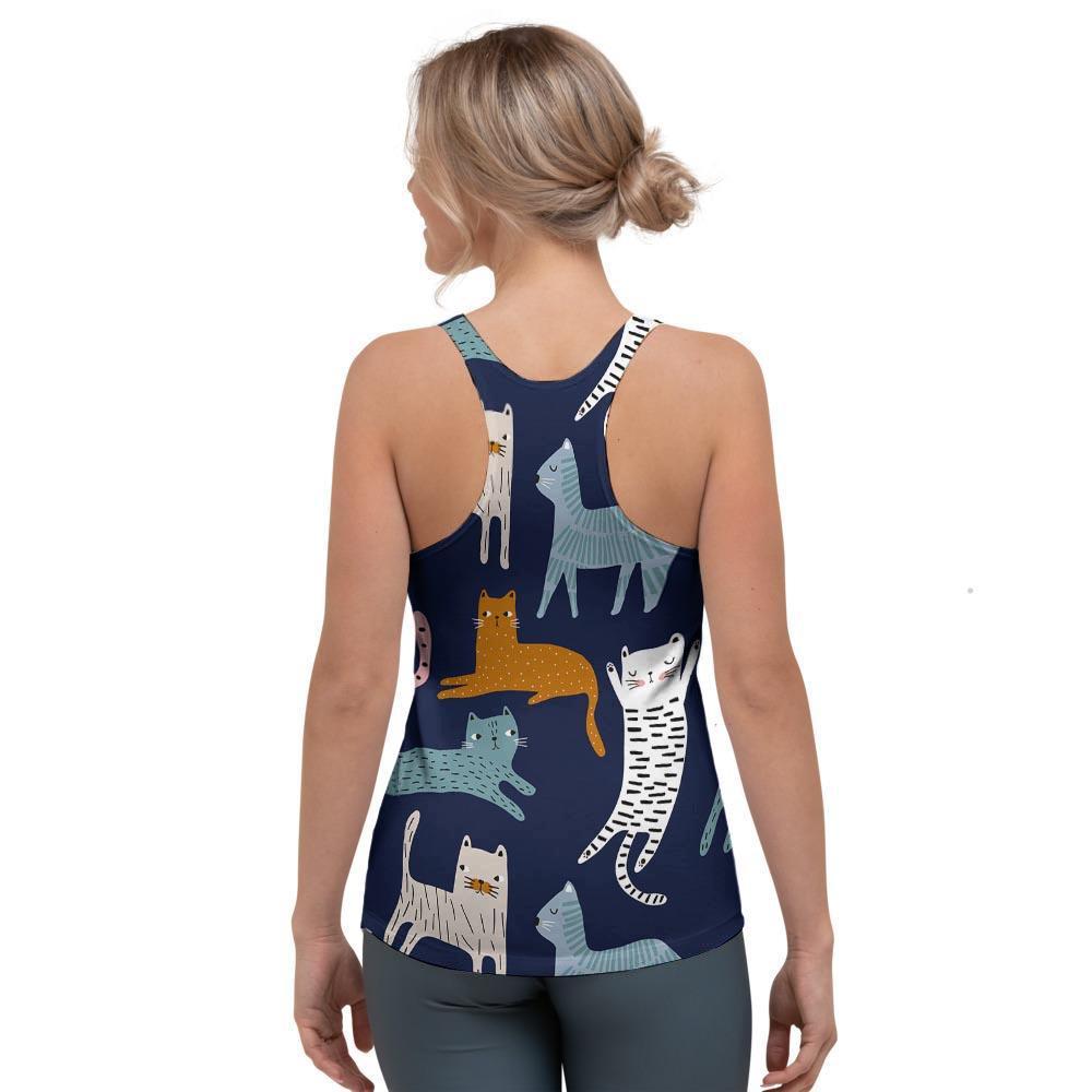 Cute Cat Style Print Women's Racerback Tank Top-grizzshop