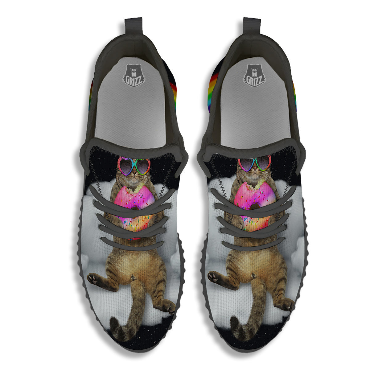 Cute Cat Unicorn Print Black Walking Shoes-grizzshop