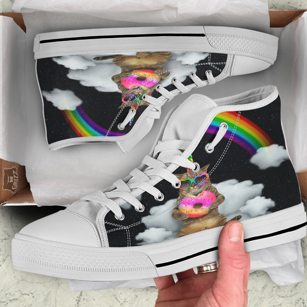 Cute Cat Unicorn Print White High Top Shoes-grizzshop