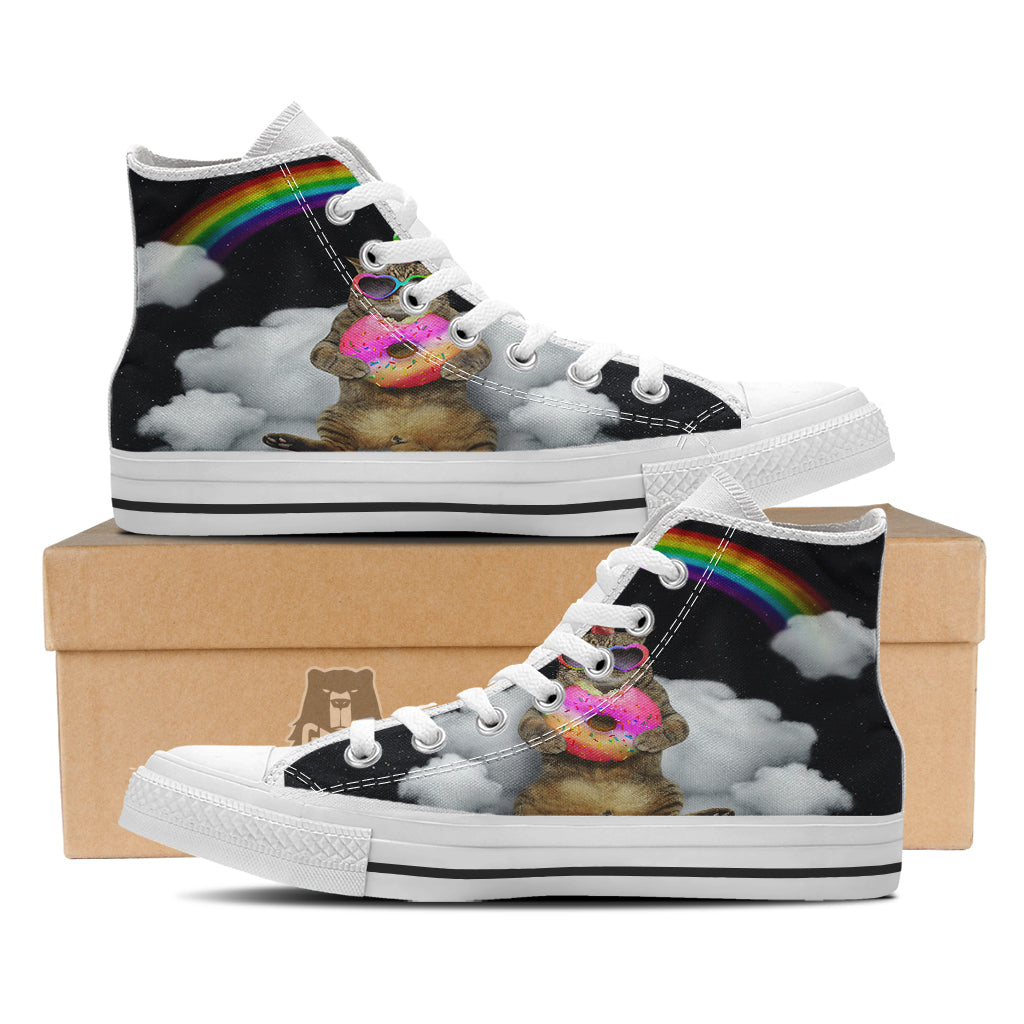 Cute Cat Unicorn Print White High Top Shoes-grizzshop
