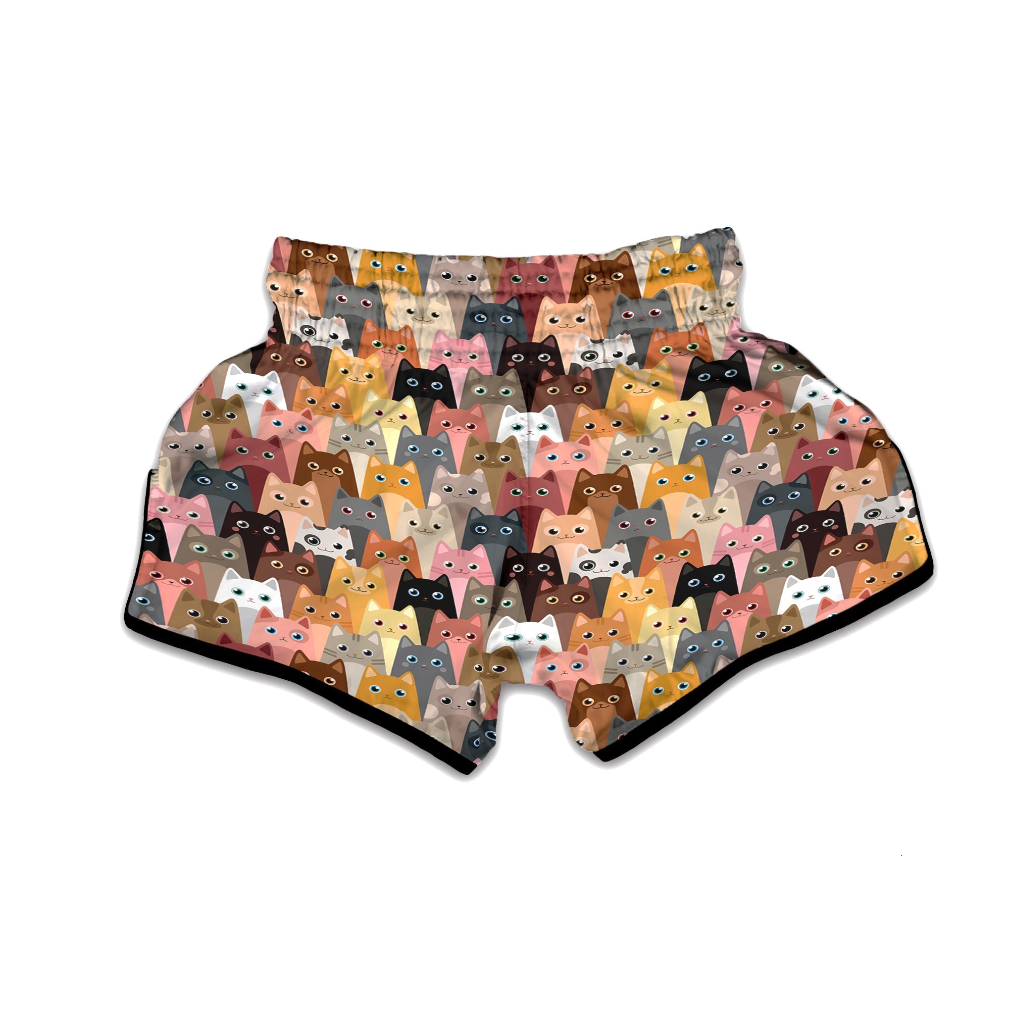 Cute Cats Cartoon Colorful Print Pattern Muay Thai Boxing Shorts-grizzshop