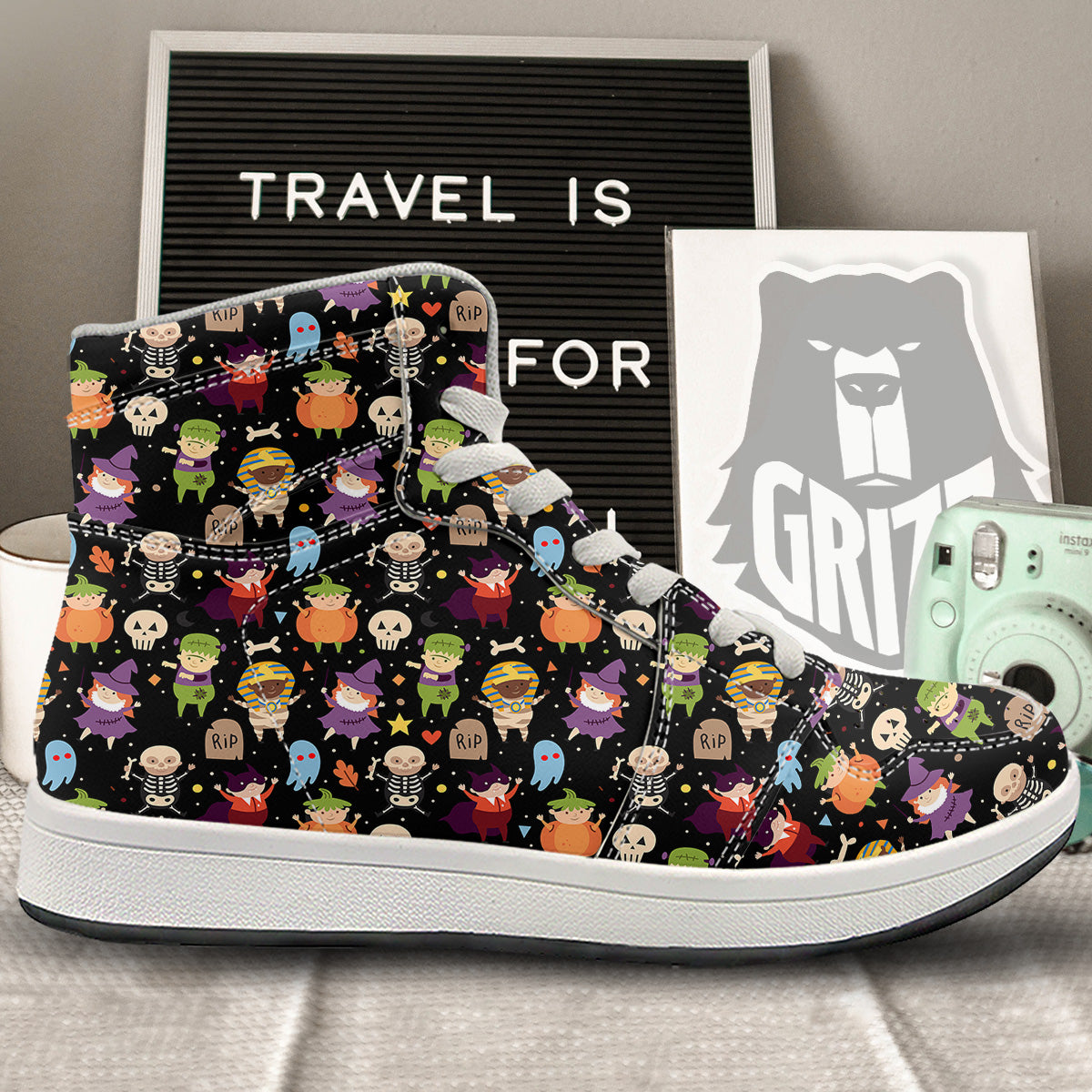 Cute Children Halloween Print Pattern High Top Sneakers-grizzshop