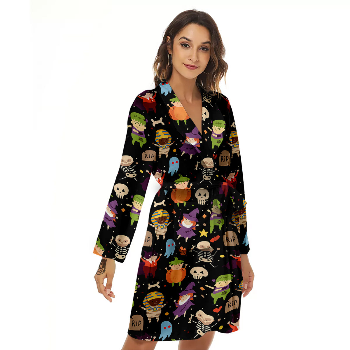 Cute Children Halloween Print Pattern Women's Robe-grizzshop