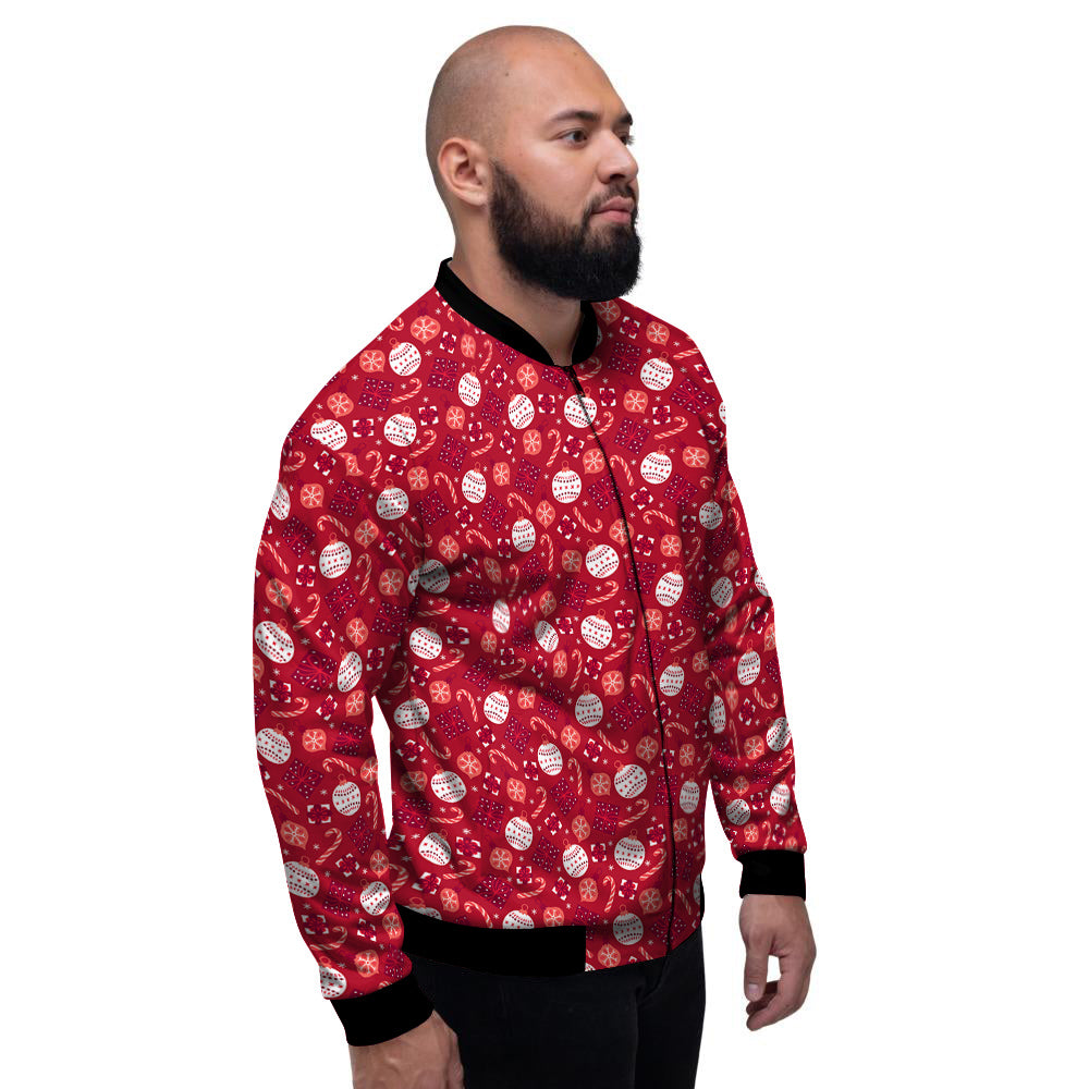 Cute Christmas Elements Print Pattern Men's Bomber Jacket-grizzshop