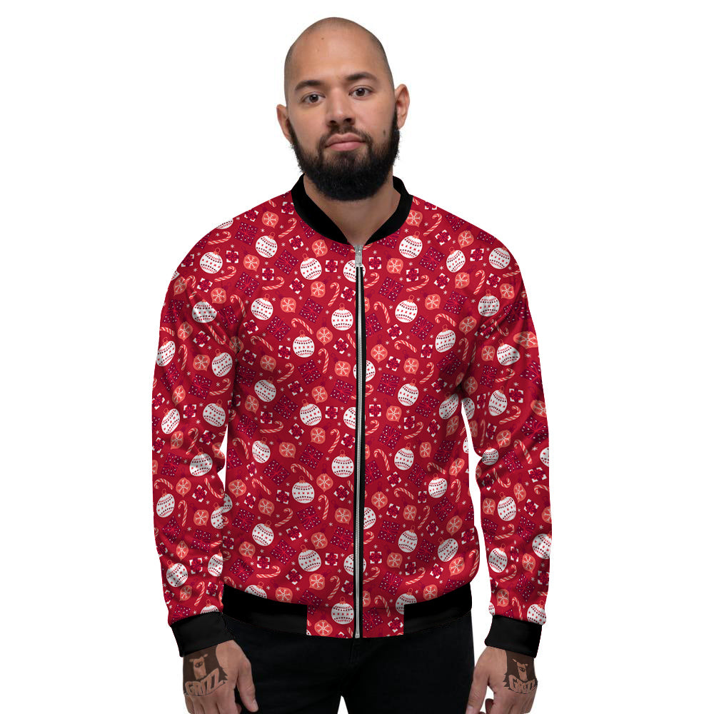 Cute Christmas Elements Print Pattern Men's Bomber Jacket-grizzshop
