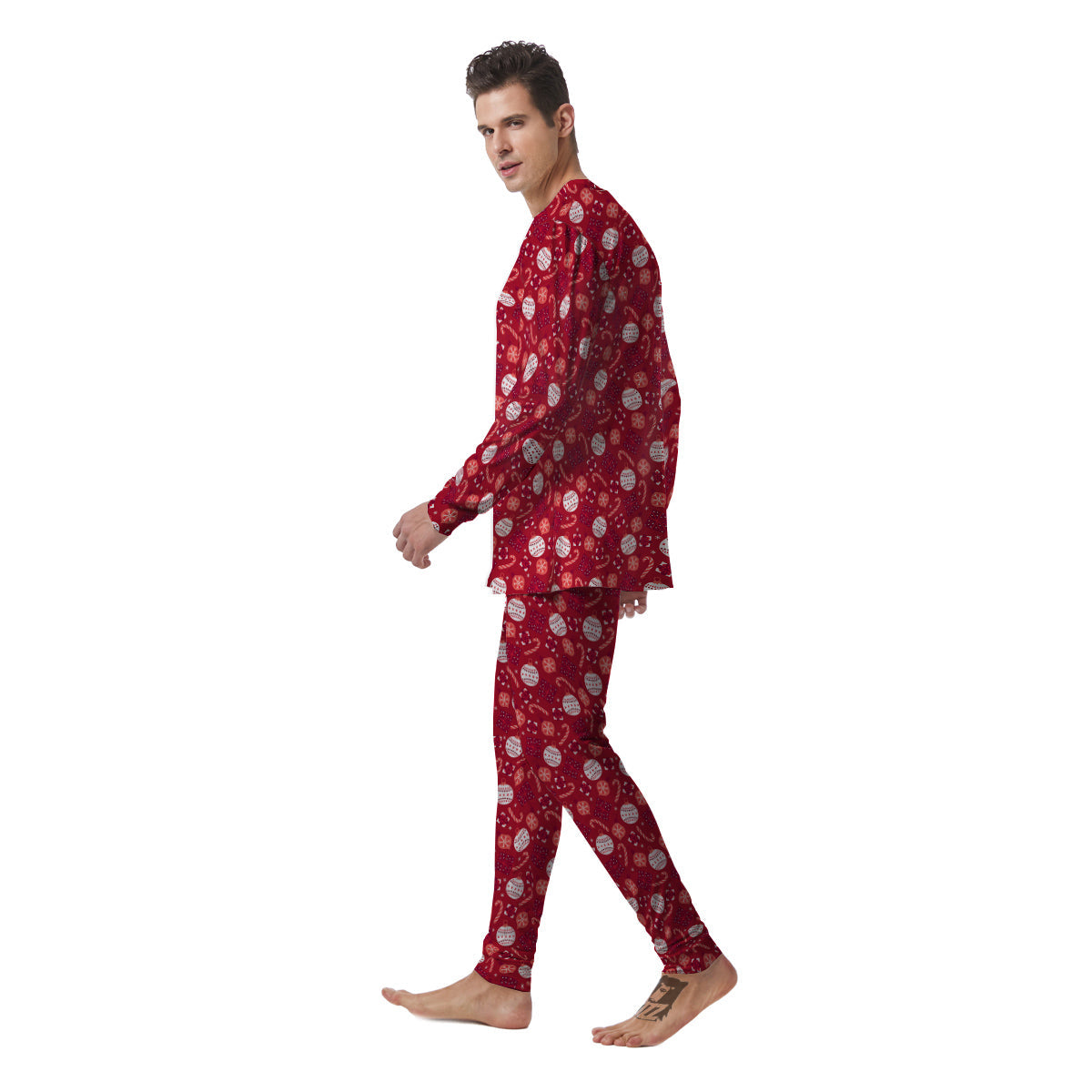 Cute Christmas Elements Print Pattern Men's Pajamas-grizzshop