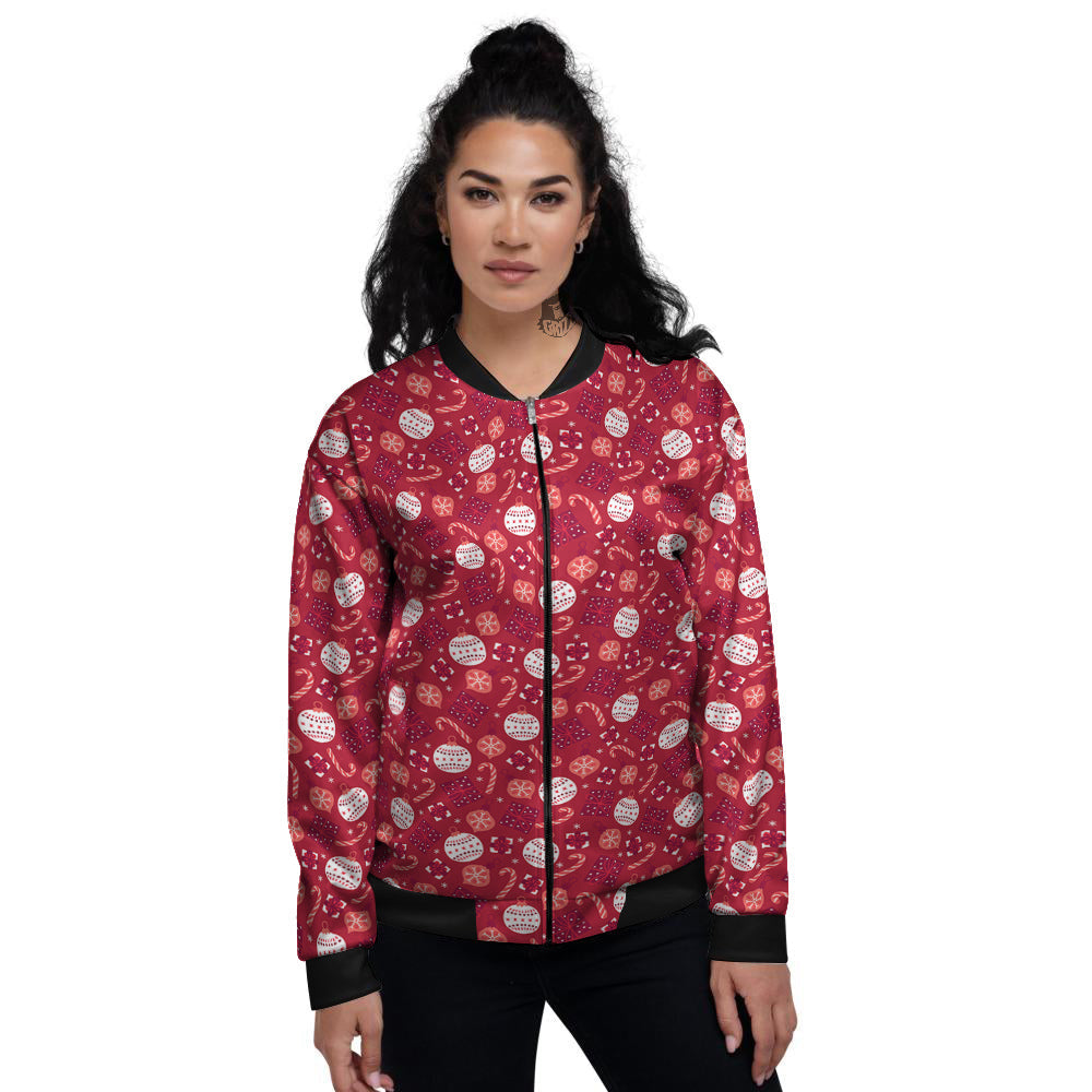 Cute Christmas Elements Print Pattern Women's Bomber Jacket-grizzshop