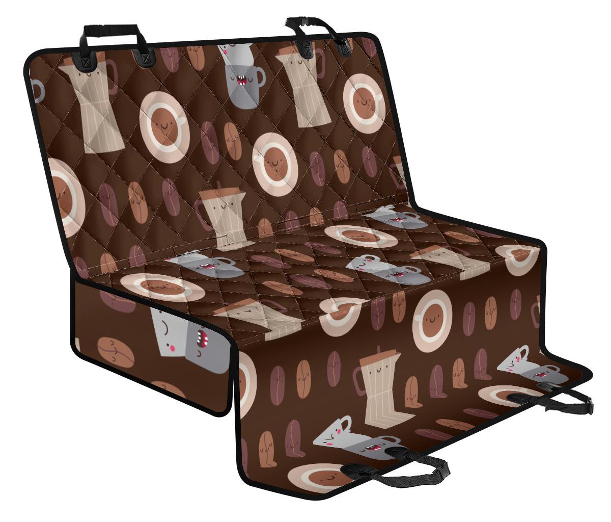 Cute Coffee Pattern Print Pet Car Seat Cover-grizzshop