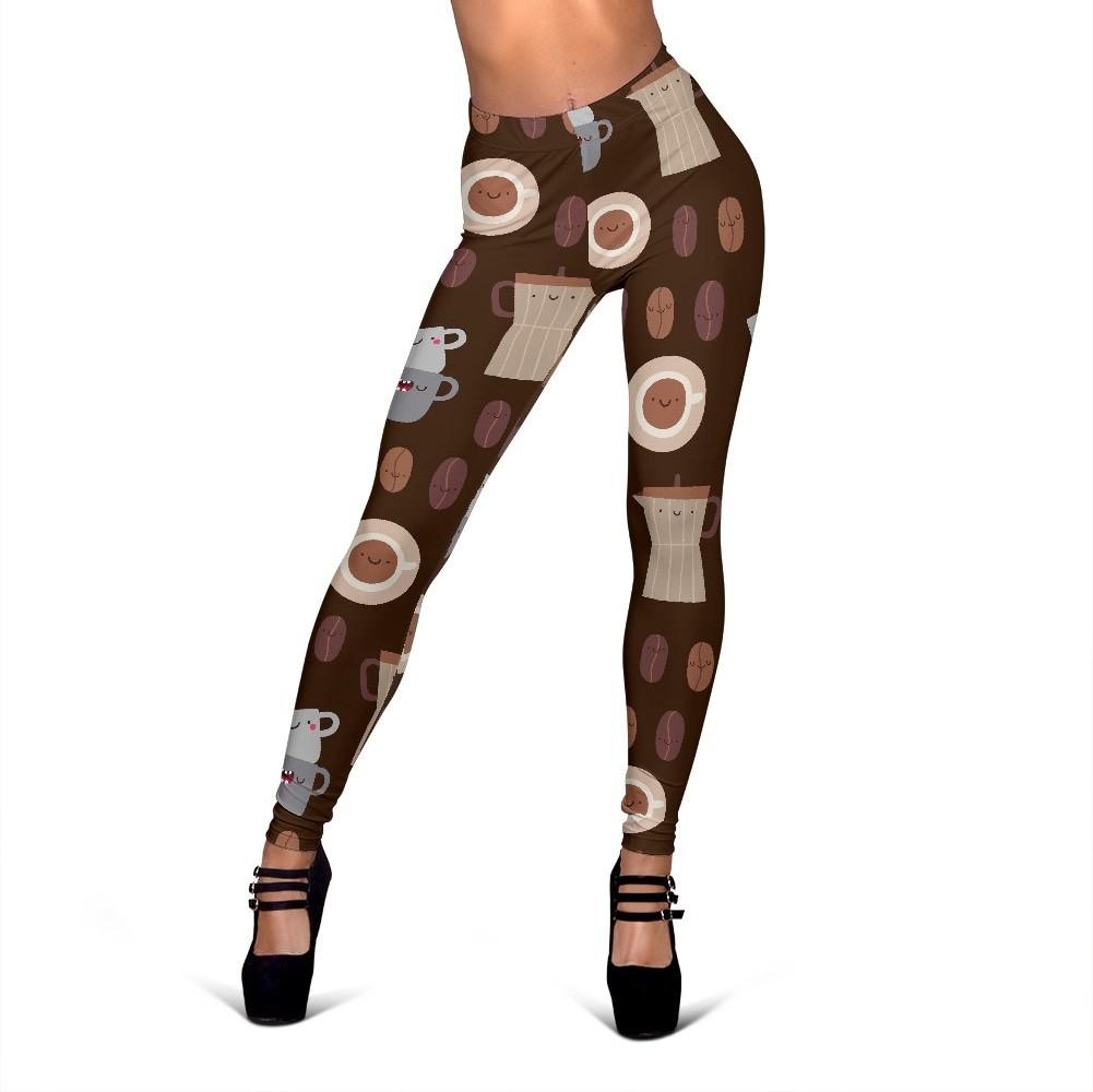 Cute Coffee Pattern Print Women Leggings-grizzshop