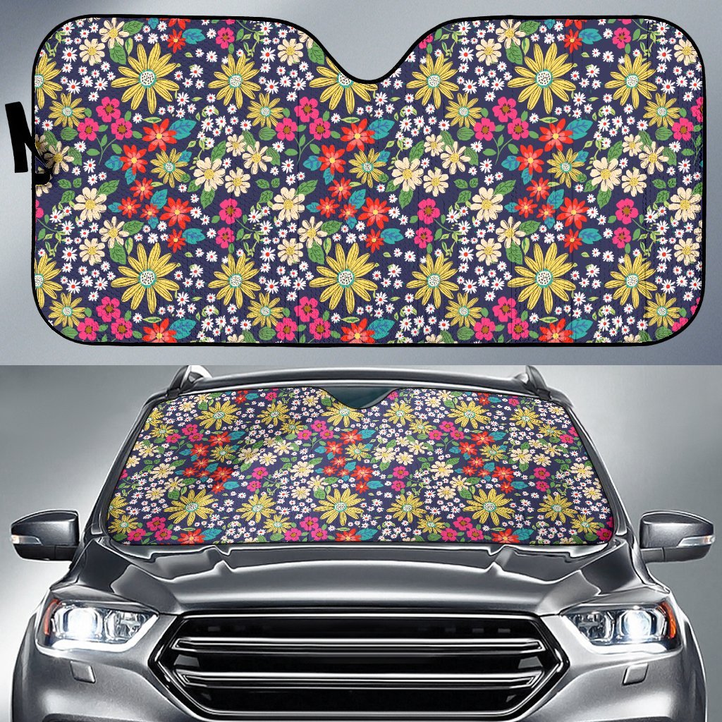 Cute Colorful Daisy Pattern Print Car Sun Shade-grizzshop