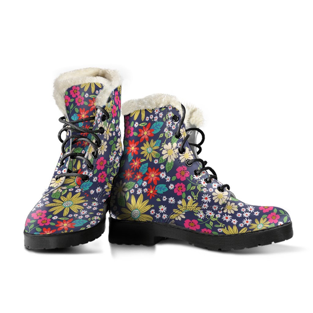 Cute Colorful Daisy Pattern Print Comfy Winter Boots-grizzshop