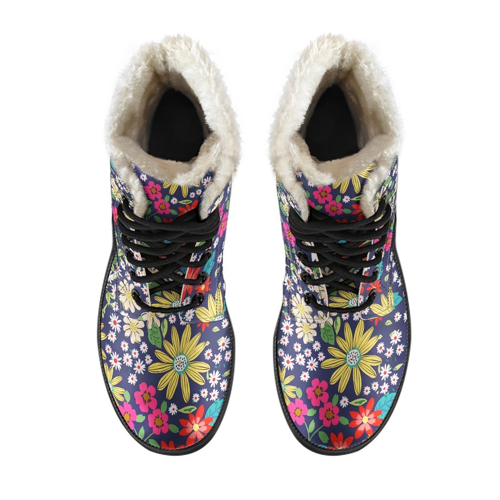 Cute Colorful Daisy Pattern Print Comfy Winter Boots-grizzshop