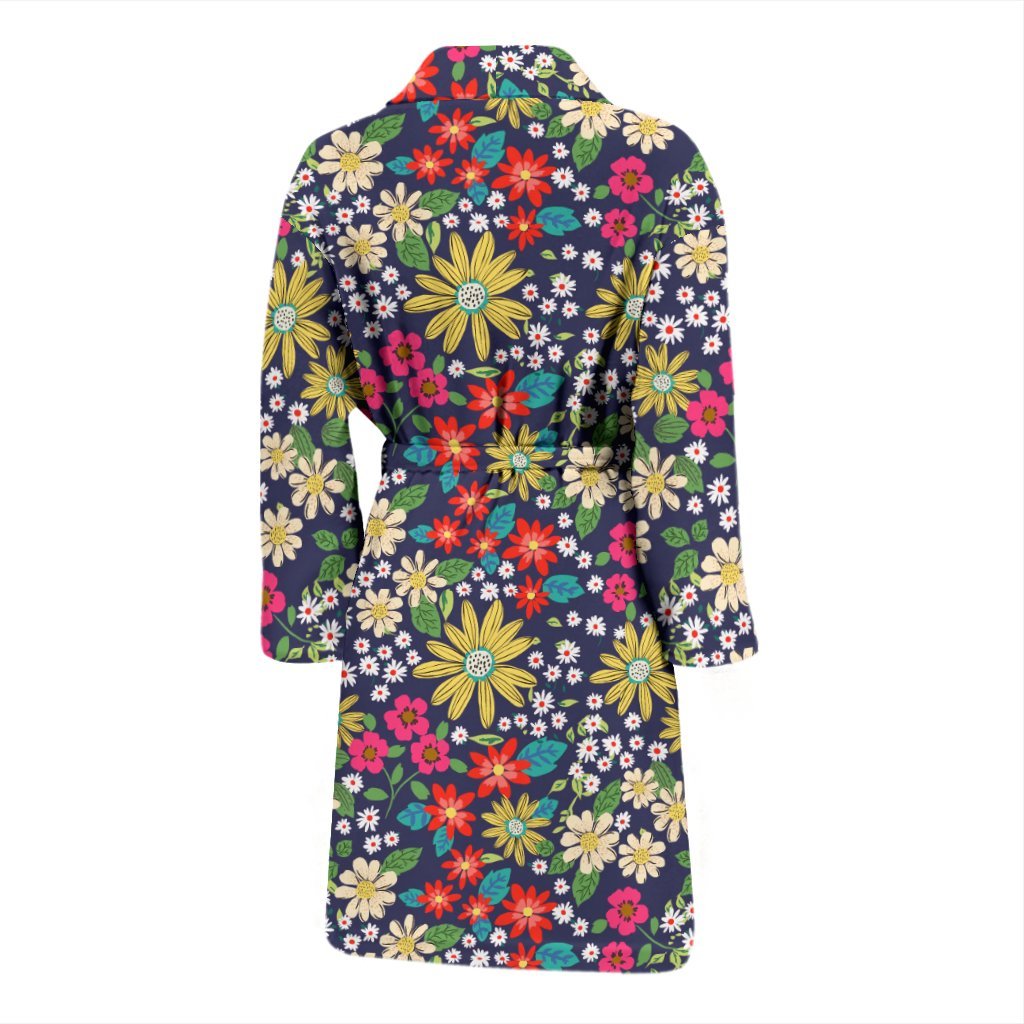 Cute Colorful Daisy Pattern Print Men Long Robe-grizzshop